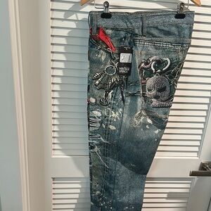 NWT Heritage America Designs Coveted Indigo Five Pockets Jeans. Size W36”/L33”